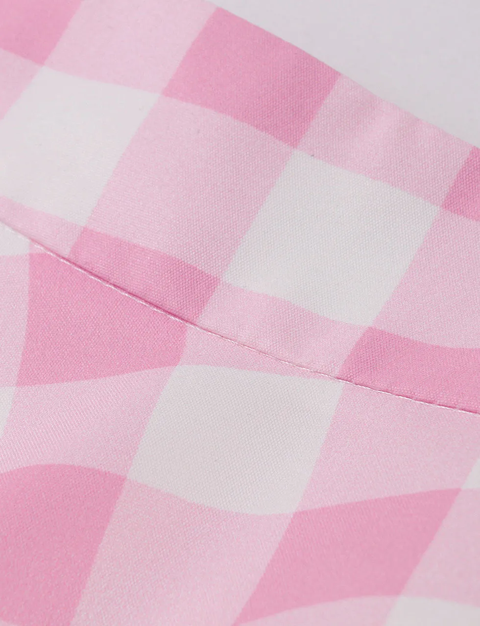 1950S Pink Plaid High Wasit Pleated Barbie Swing Vintage Skirt