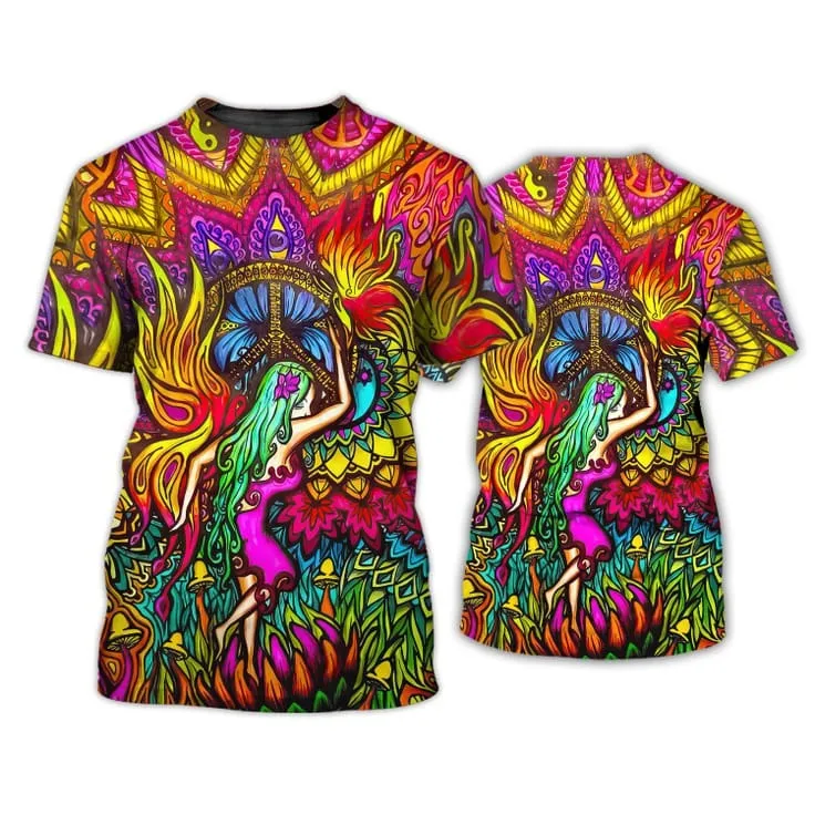 3D All Over Print Old Man Hippie Shirts, Hippie Man Shirt, Hippie Woman Shirts, Colorful Hippie Tshirt