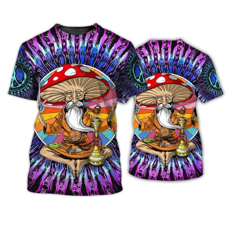 3D All Over Print Old Man Hippie Shirts, Hippie Man Shirt, Hippie Woman Shirts, Colorful Hippie Tshirt