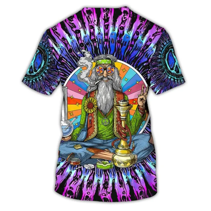 3D All Over Print Old Man Hippie Shirts, Hippie Man Shirt, Hippie Woman Shirts, Colorful Hippie Tshirt