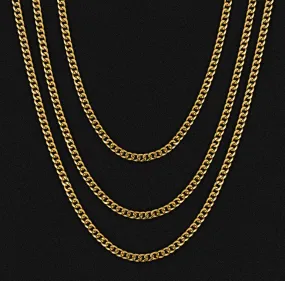 3mm Micro Cuban Link Set in 18K Gold for Gold Necklace KRKC