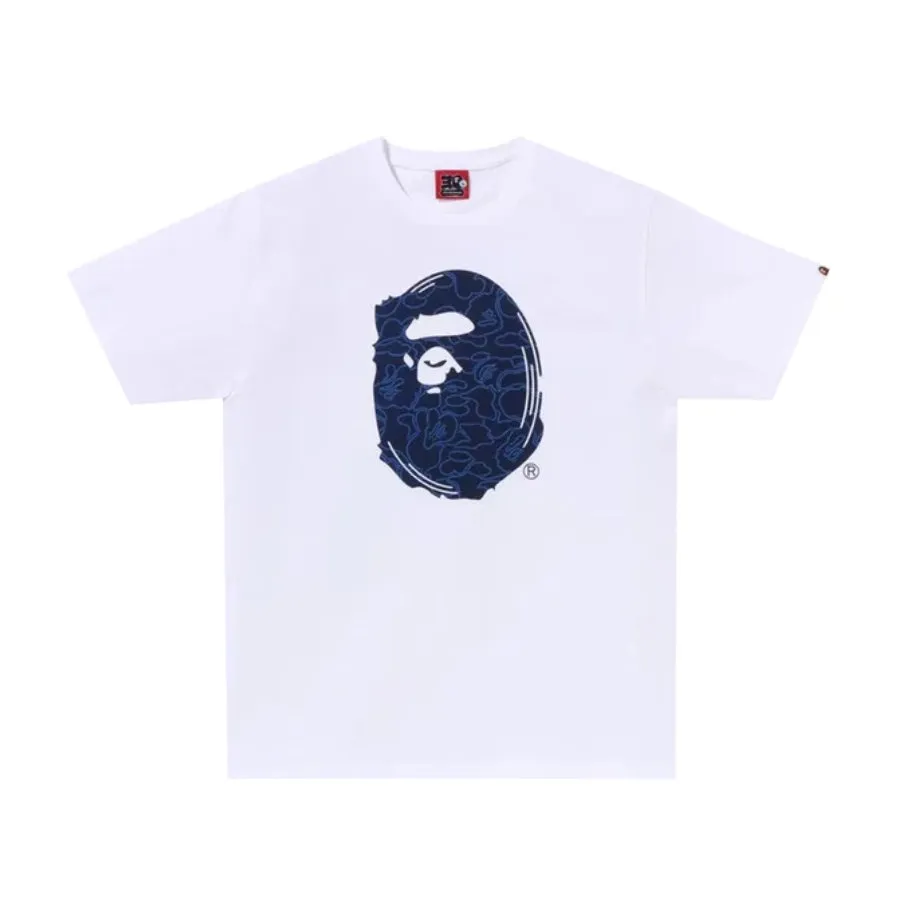 A Bathing Ape Bape 30th Anniversary Big Ape Head Tee White Navy