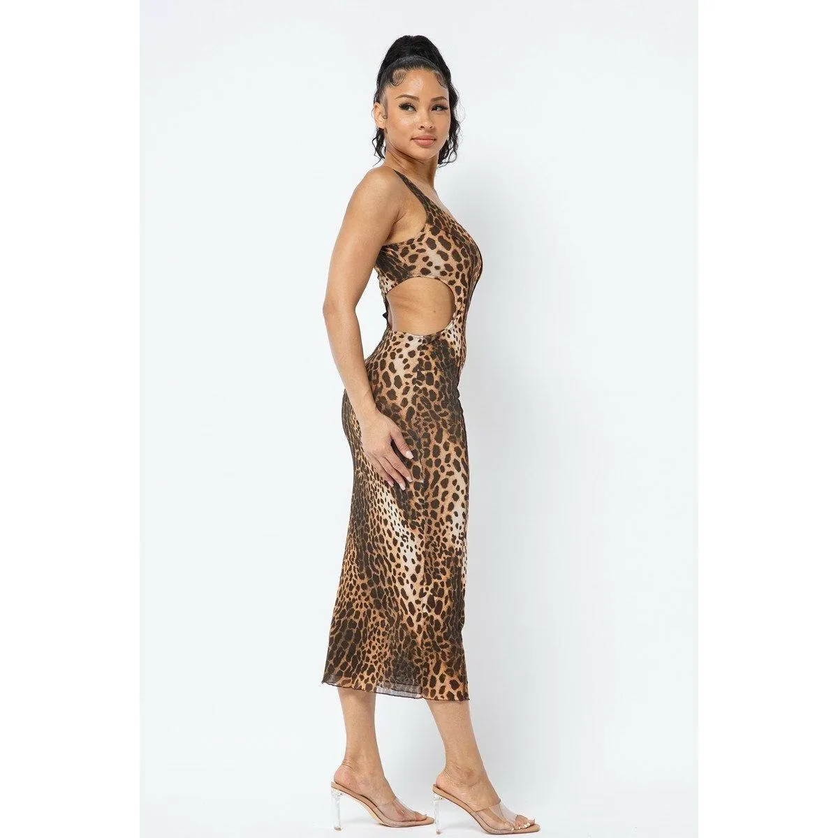 Animal Print Midi Dress With Strap