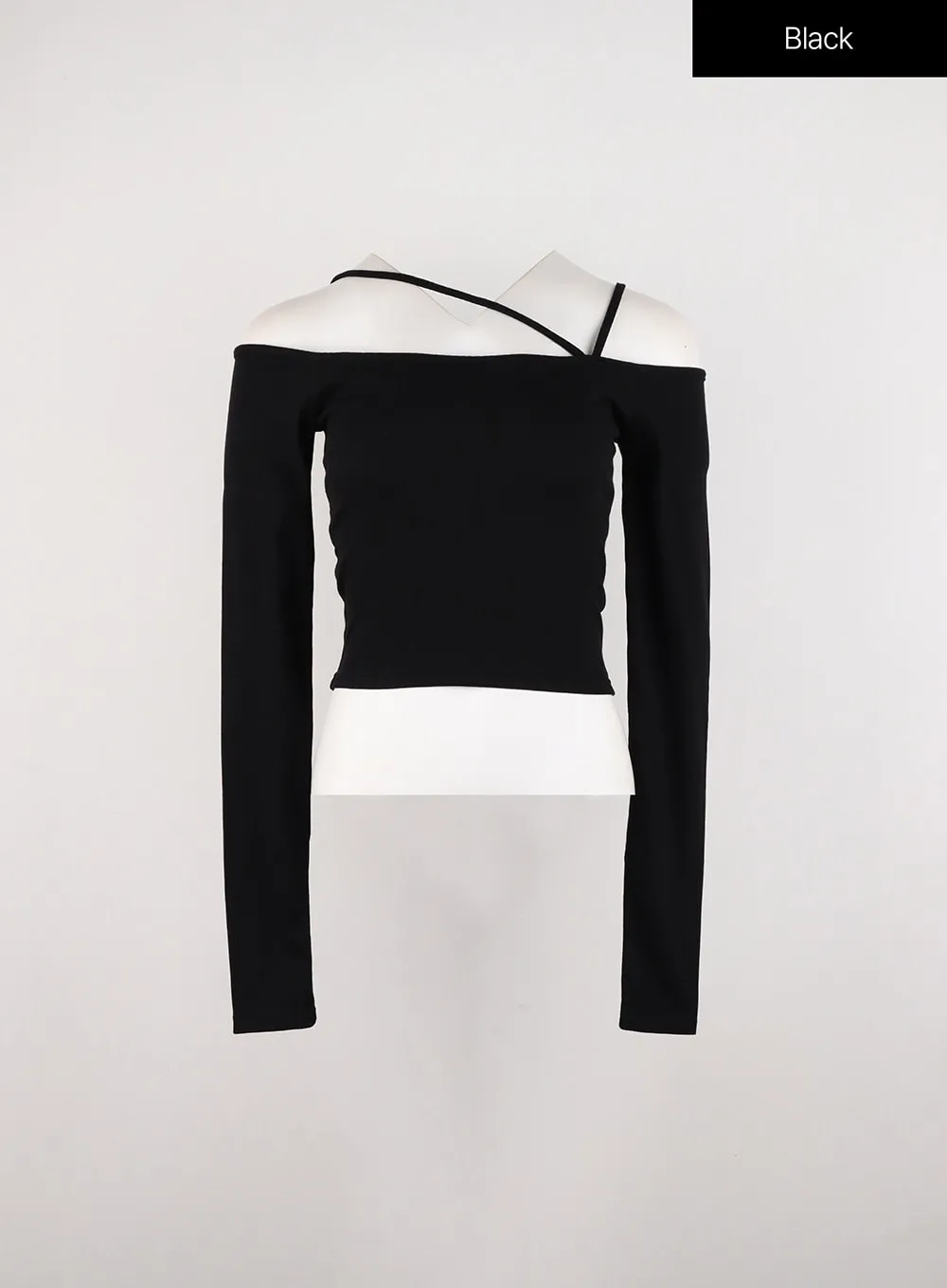 Asymmetrical Neck Off Shoulder Crop Tee IN327