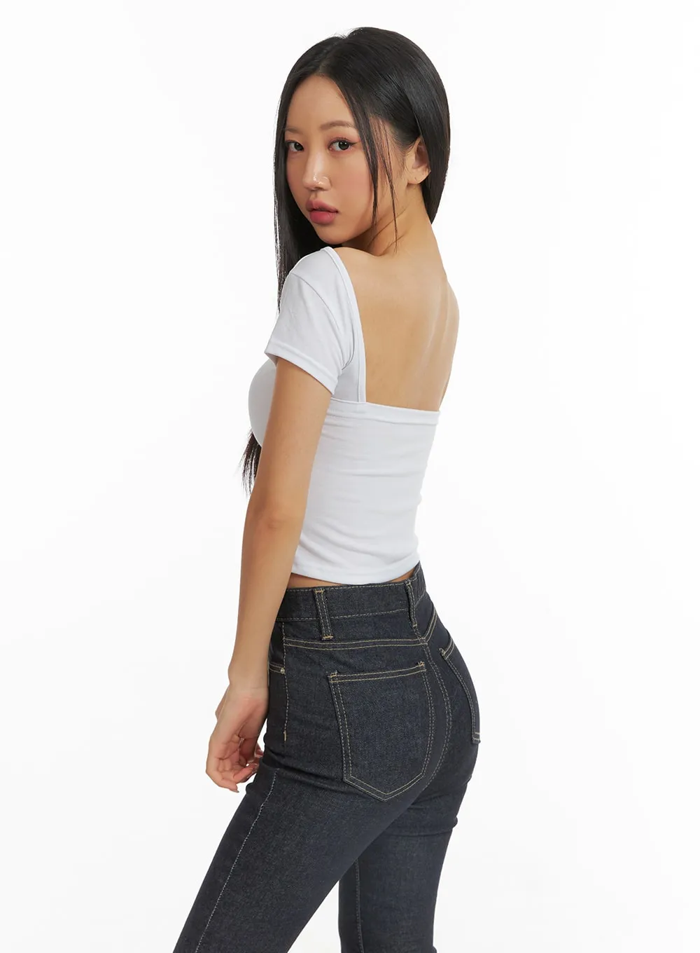 Backless Short Sleeve Tee CJ425