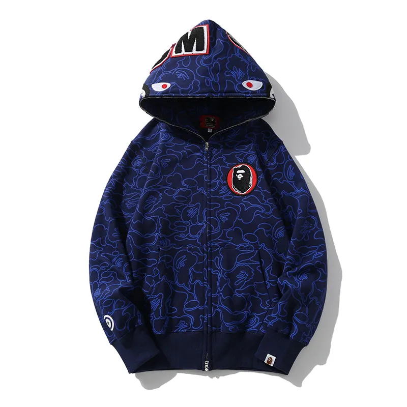 BAPE 30th Anniversary Line Camo Shark Full Zip Hoodie Blue