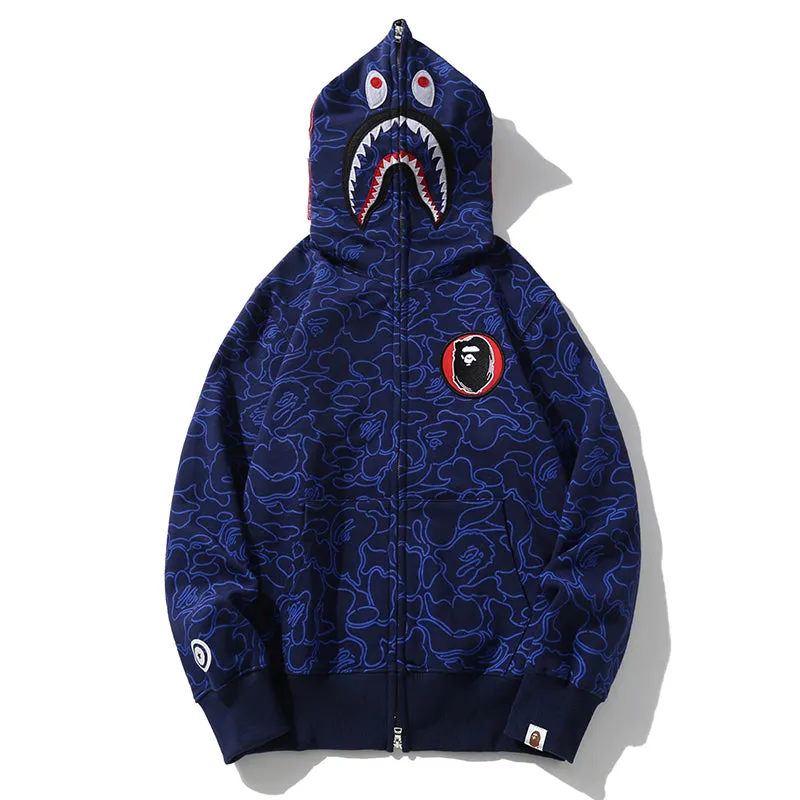 BAPE 30th Anniversary Line Camo Shark Full Zip Hoodie Blue