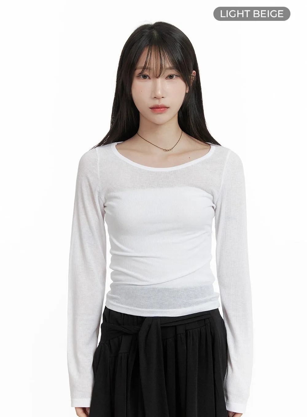 Basic U-Neck Long Sleeve T-Shirt CA404