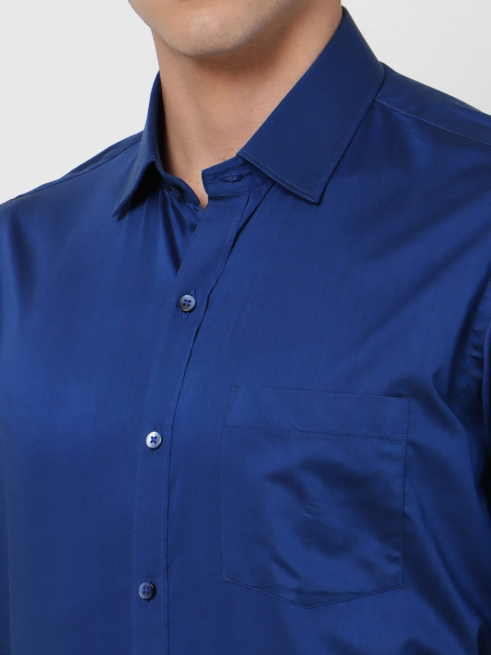 Blue Solid Formal Shirt