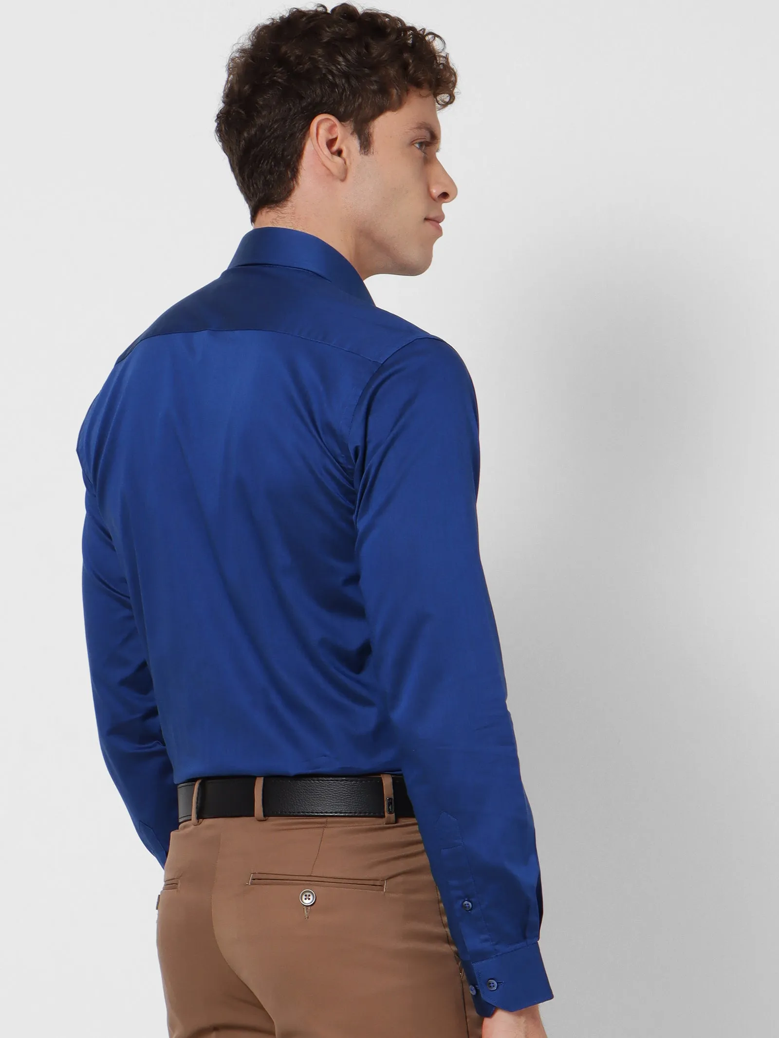 Blue Solid Formal Shirt