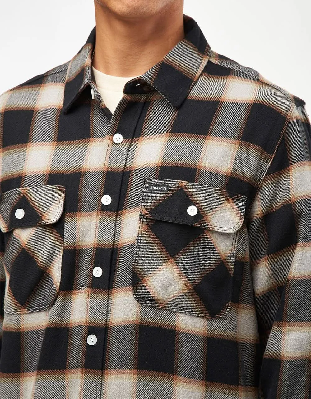 Brixton Bowery L/S Flannel Shirt (20th Anniversary) - Black/Cream