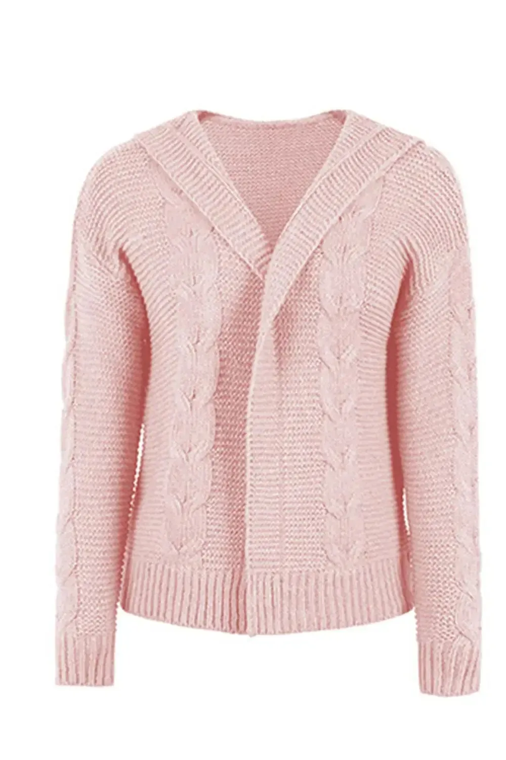 Cable-Knit Dropped Shoulder Hooded Cardigan sweater