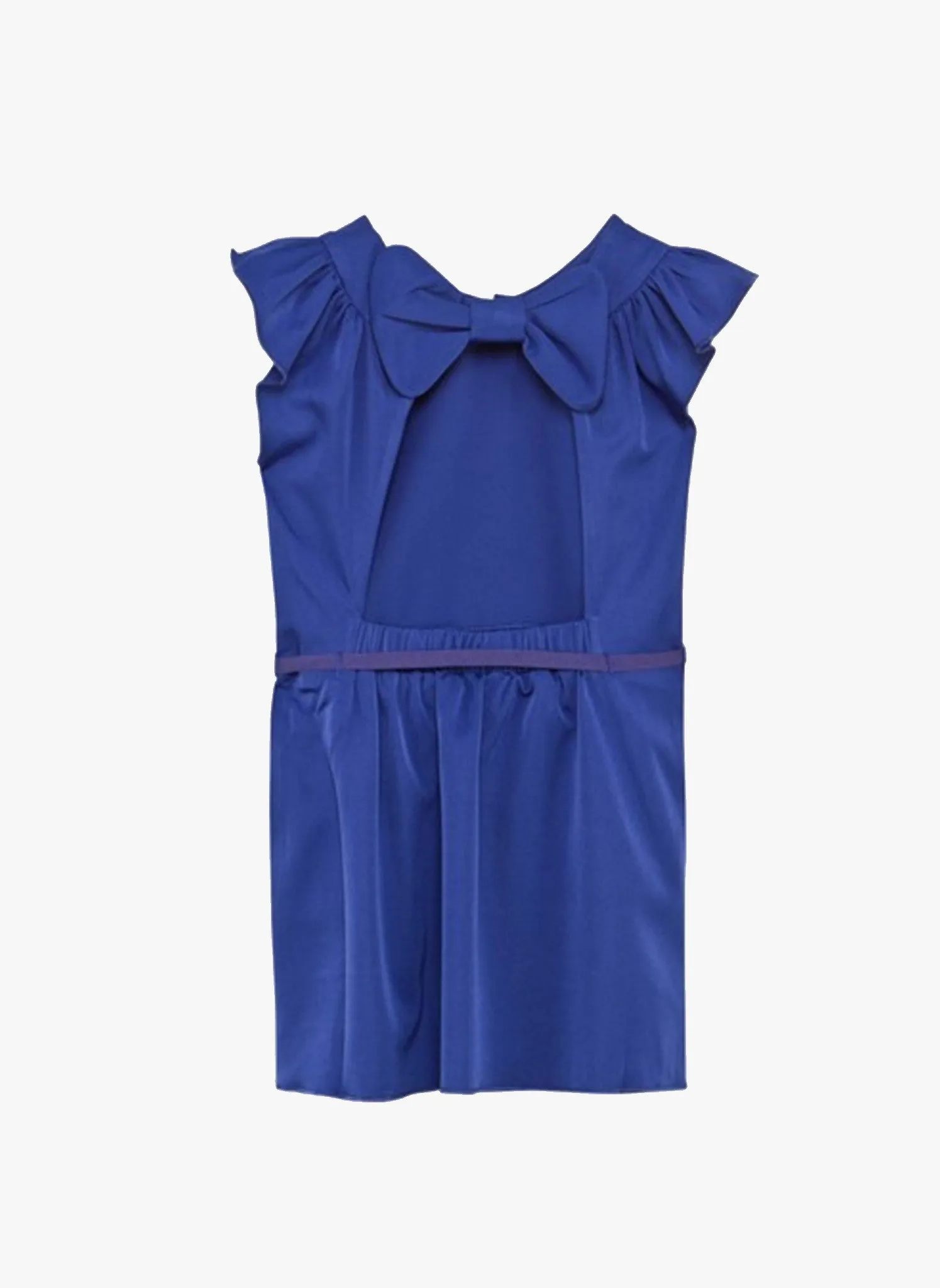 Carrement Beau Girls Dress with Bow on the Back in Navy Blue