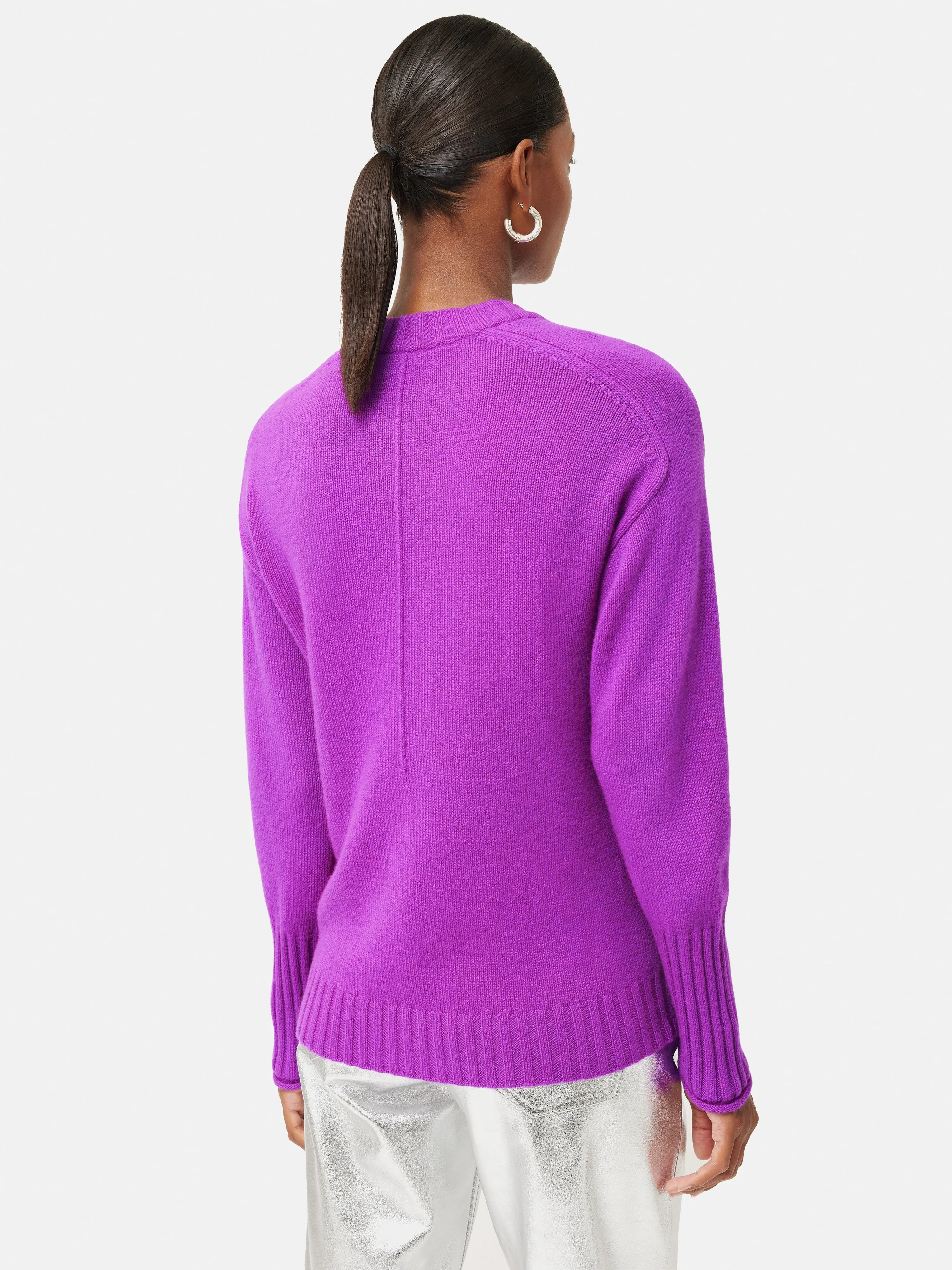 Cashmere Relaxed Crew Jumper | Purple