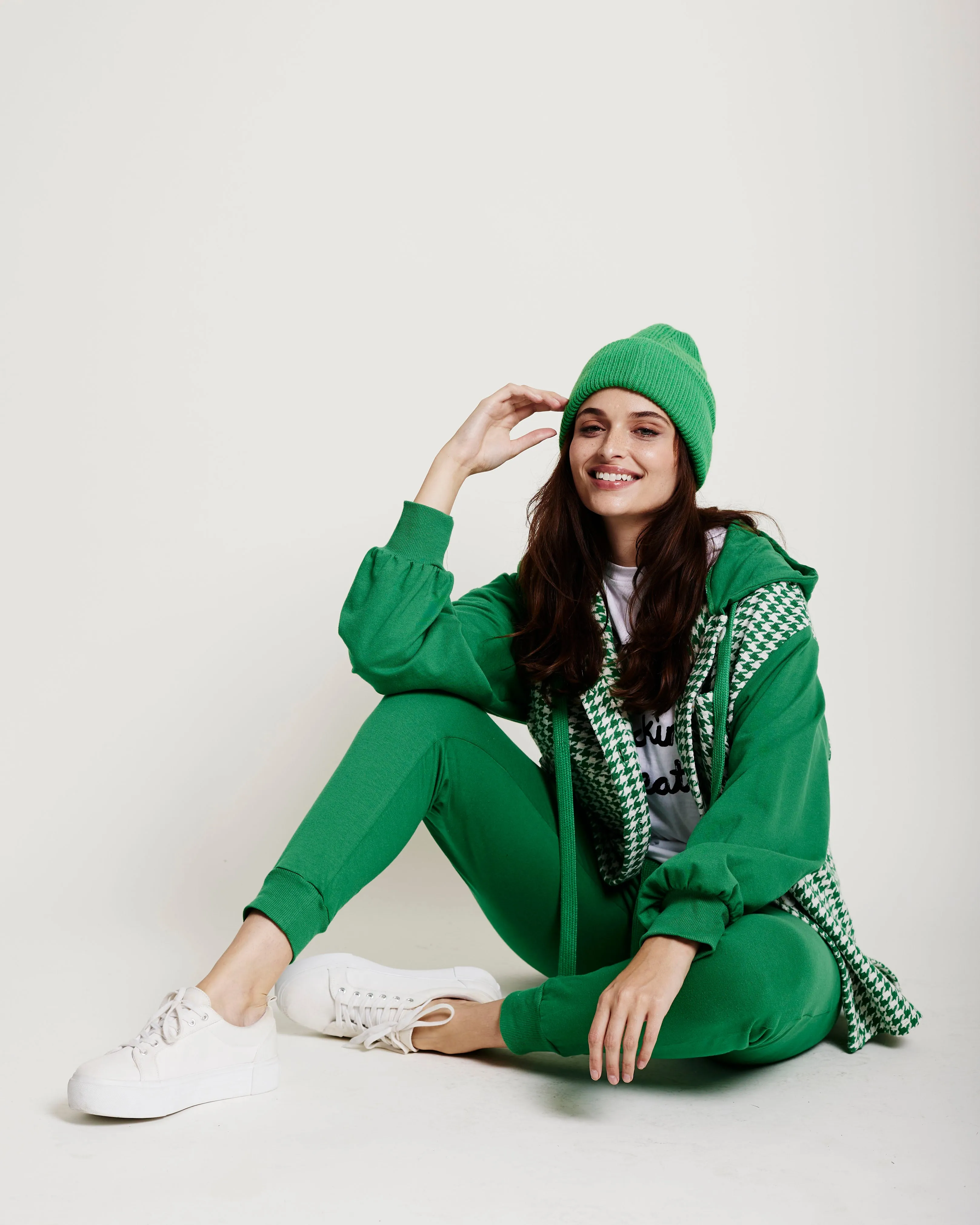 Green Boucle Combo Hoodie