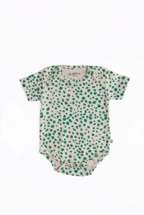 Half sleeve Cream and green dot bodysuit for baby