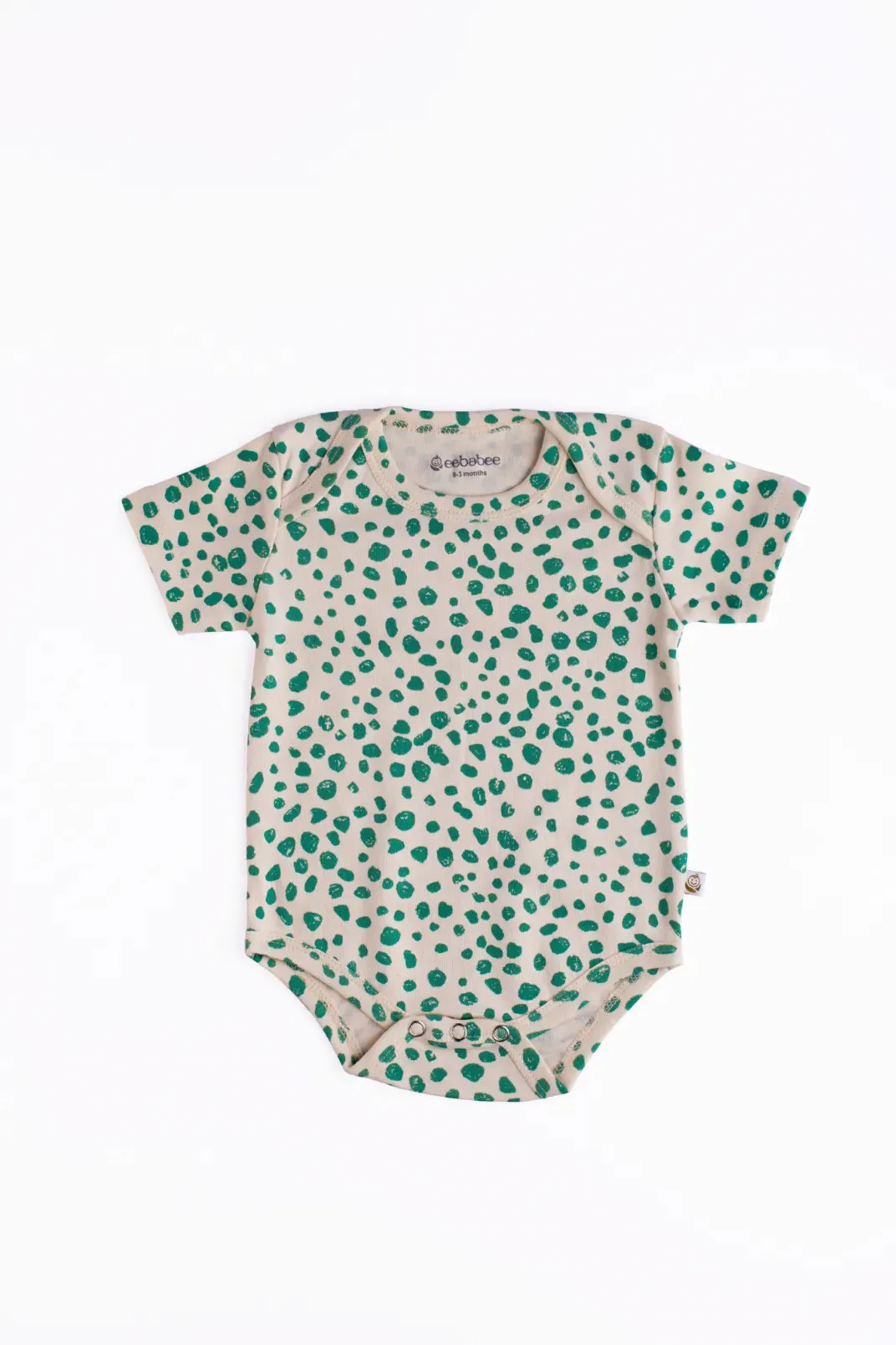 Half sleeve Cream and green dot bodysuit for baby