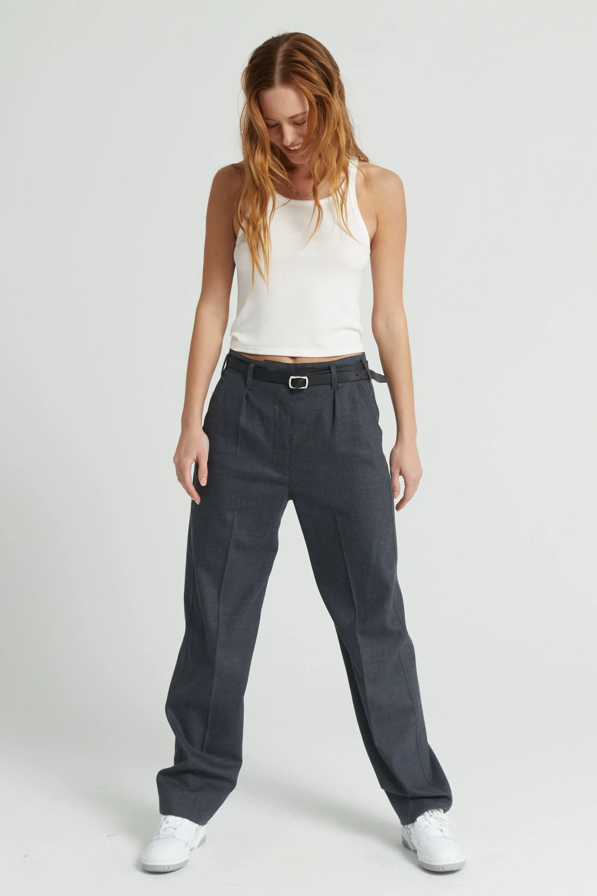 High Waisted Straight Leg Trousers