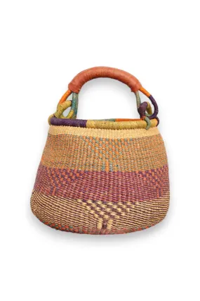 INSIDE AFRICA ROUND ELEPHANT GRASS BULB BASKET LARGE TEAL/ORANGE/PURPLE