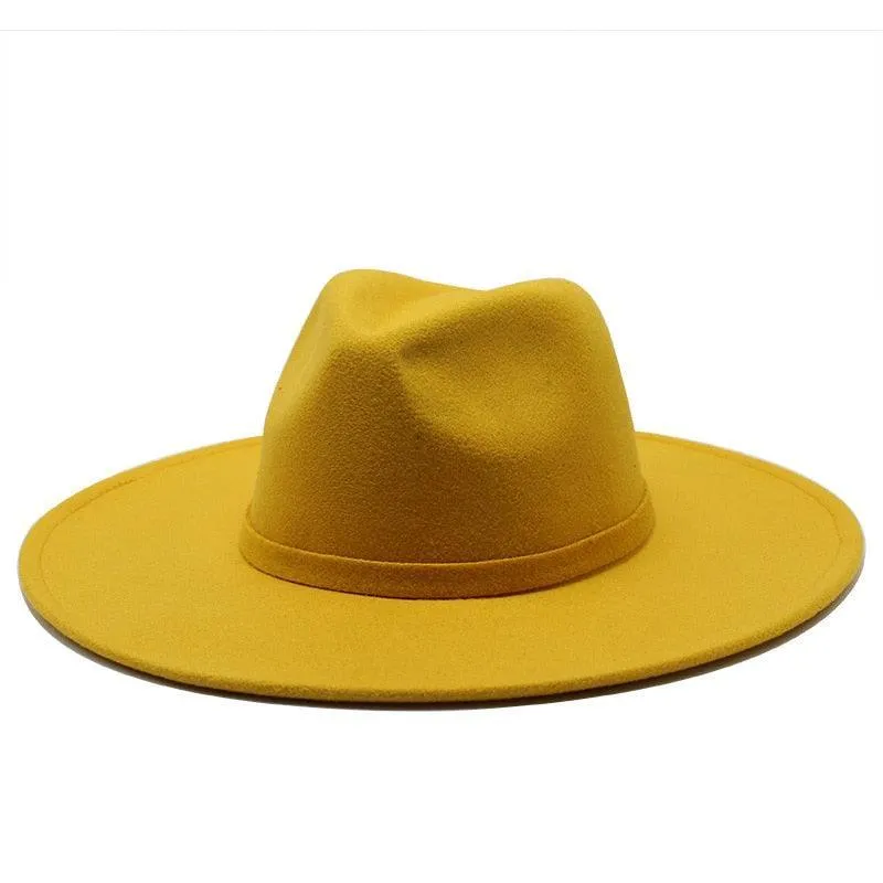 Jazz Style Wide Brim Fedora Hat