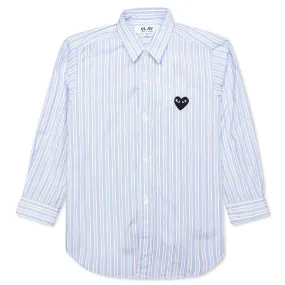 Kid's L/S Striped Shirt - White/Light Blue