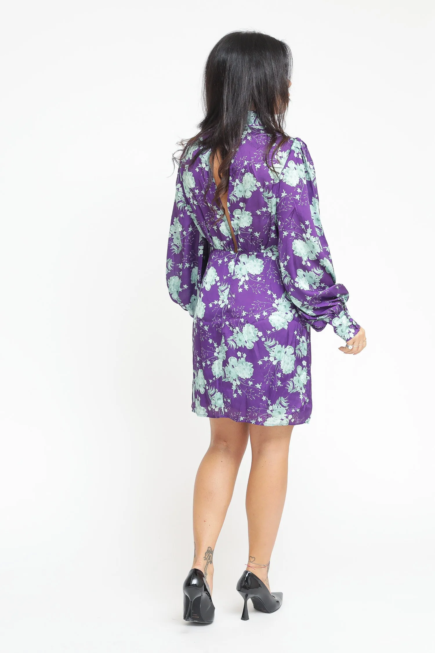 Ladies Dress - Purple Green Floral