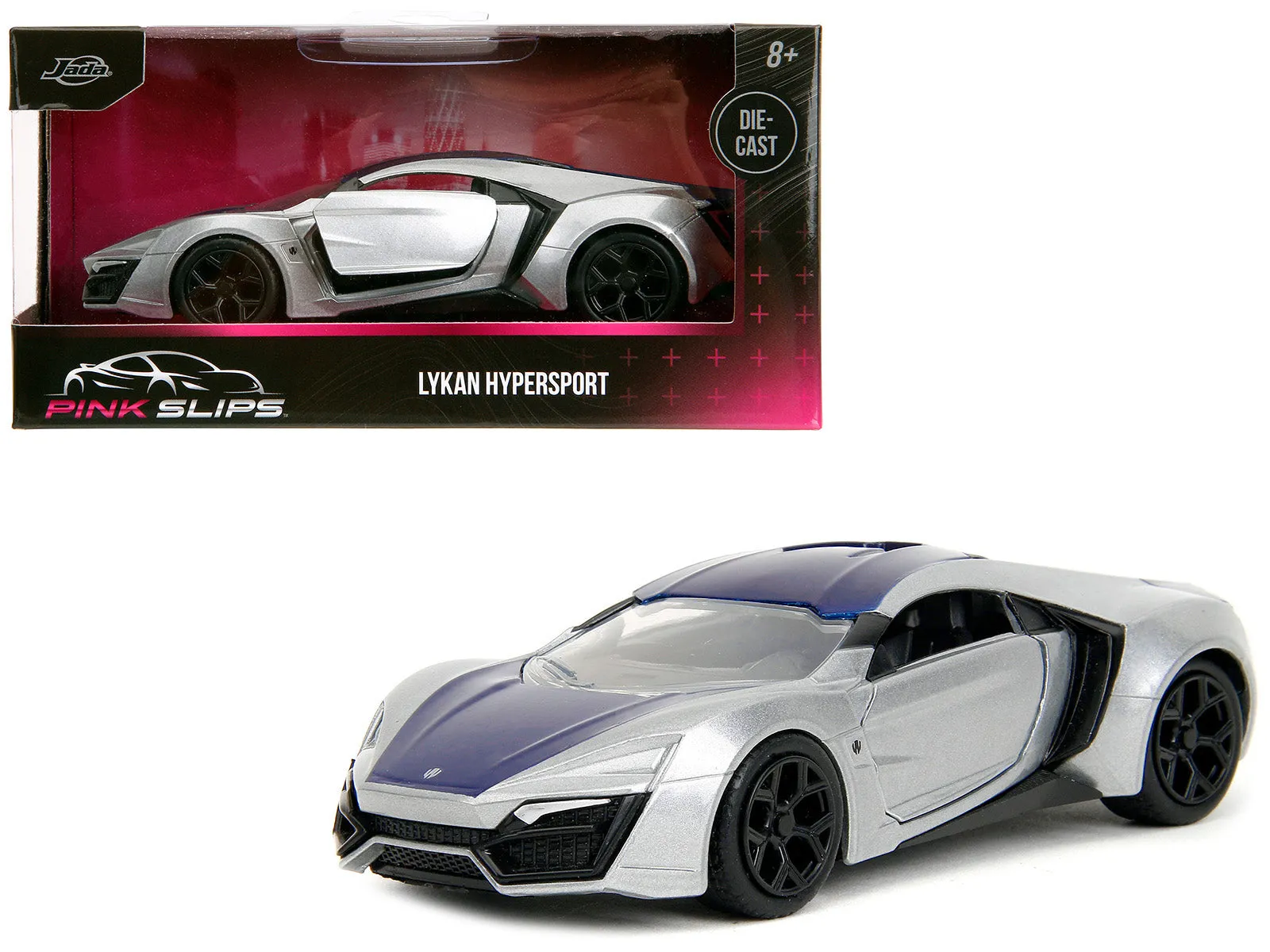 Lykan Hypersport Silver Metallic and Purple Pink Slips Series 1/32 Diecast Model Car by Jada