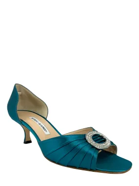 Manolo Blahnik Sedaraby Embellished Satin d'Orsay Pumps Size 10.5