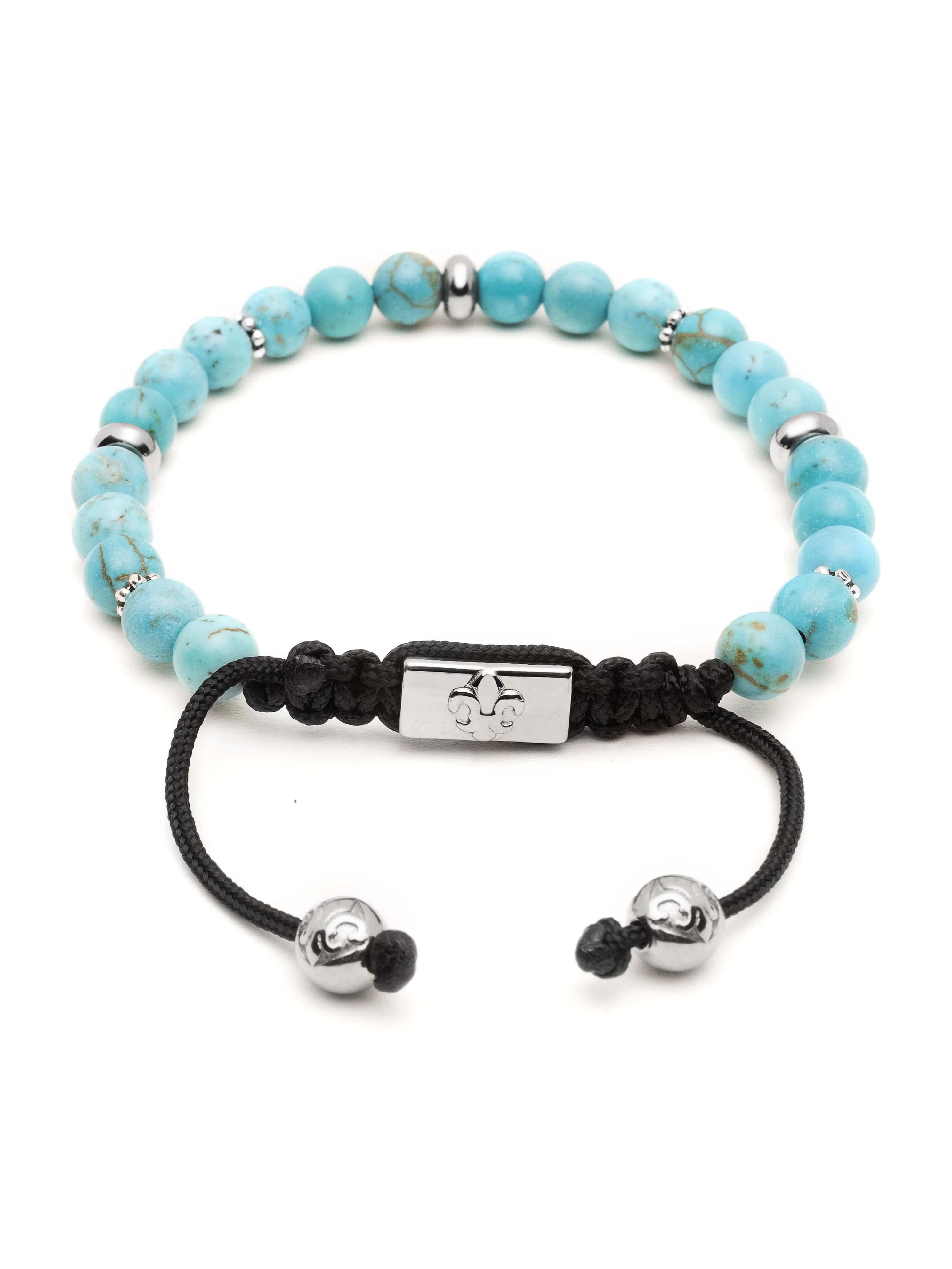 Men's Beaded Bracelet with Turquoise and Silver