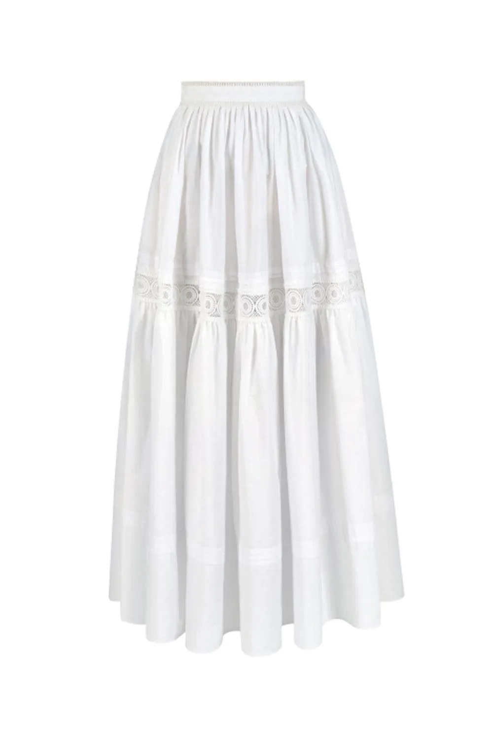 Miranda Gathered High Waist Cotton Ankle Length Skirt