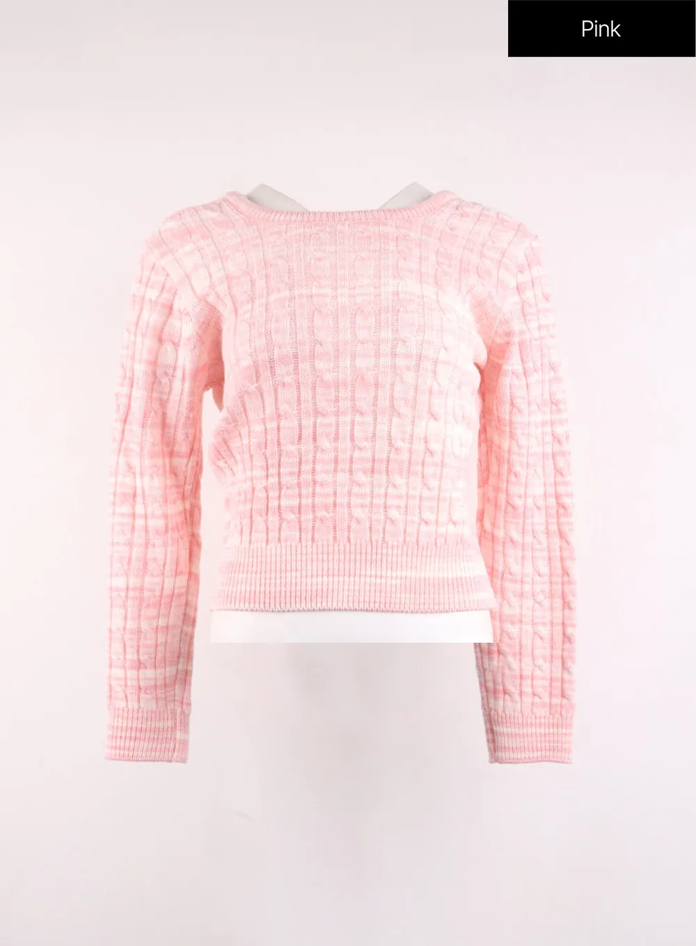 Ombre Cable Knit Round Neck Sweater OJ425