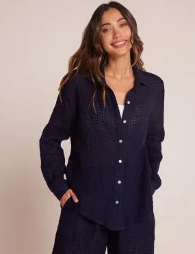 Oversized Pocket Front Button Down, Tropic Navy