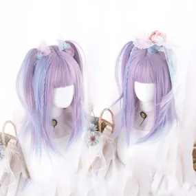 Pastel blue purple pick dyed short straight wig BY5050