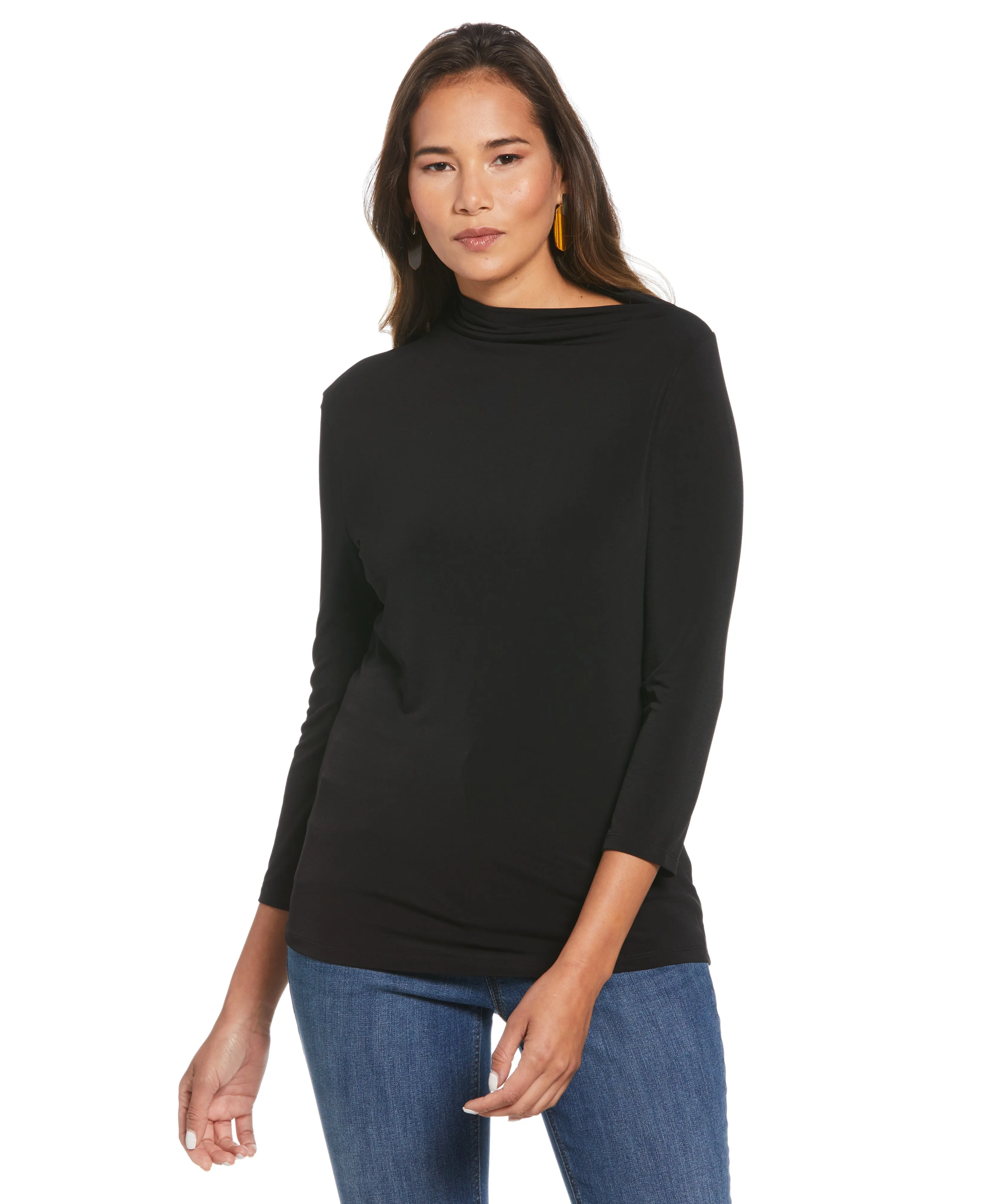 Petite Draped Knit Top