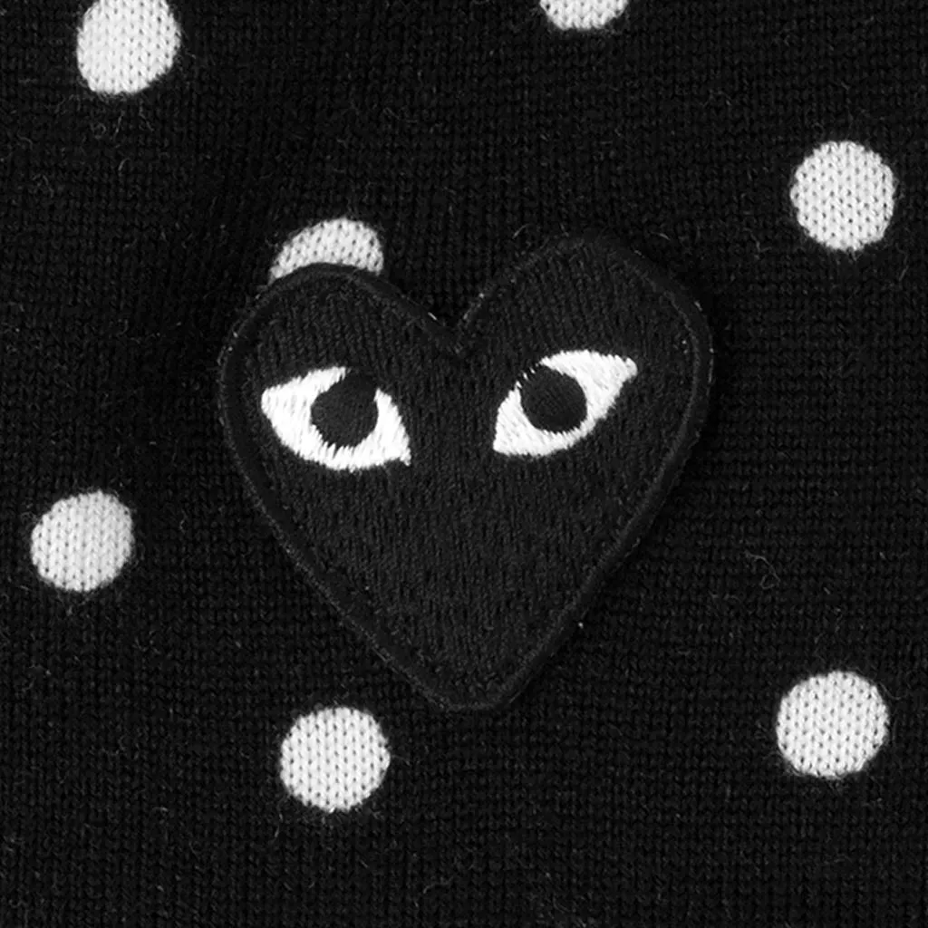 Polka Dot Cardigan Black Heart - Black