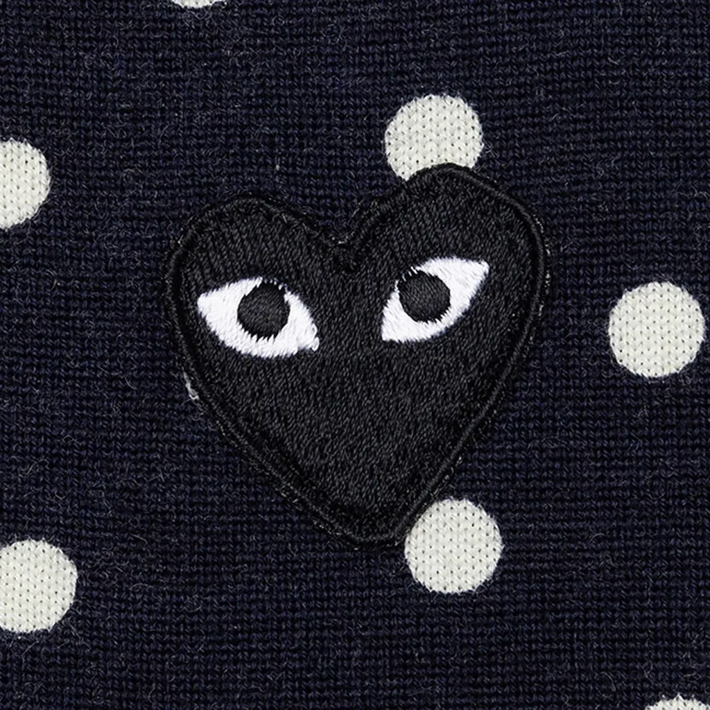 Polka Dot Cardigan Black Heart - Navy