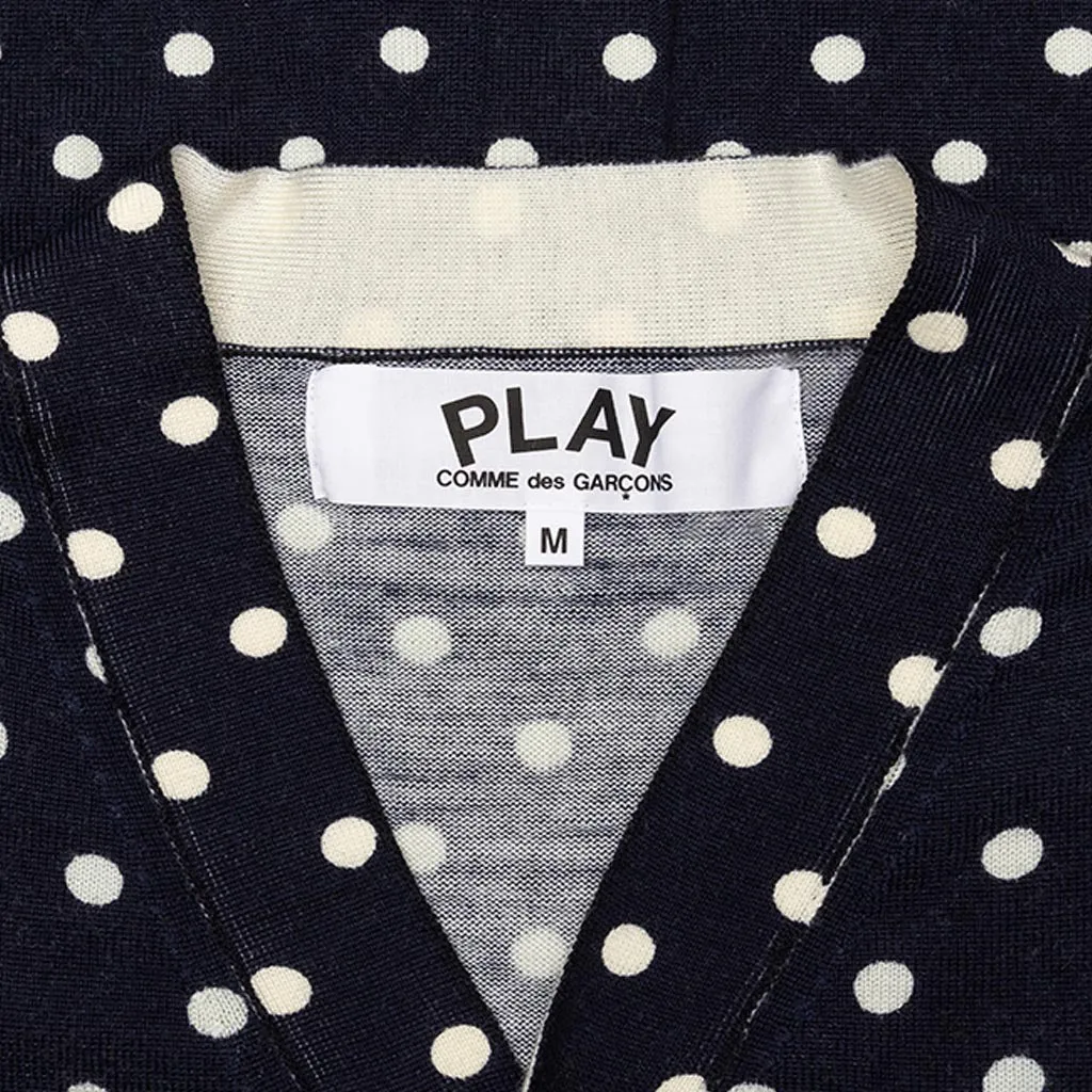 Polka Dot Cardigan Black Heart - Navy