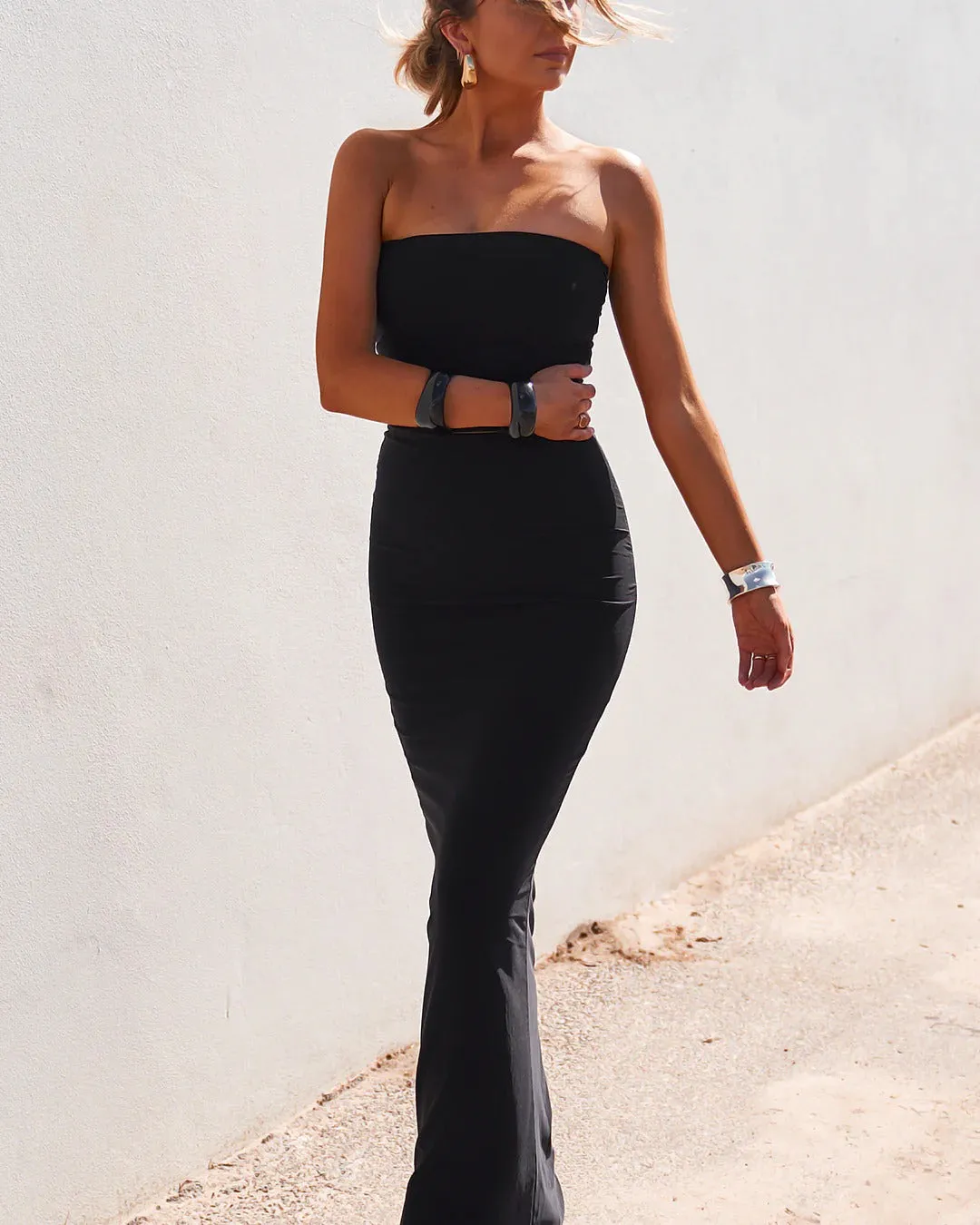 Power Mesh Maxi Skirt - Black