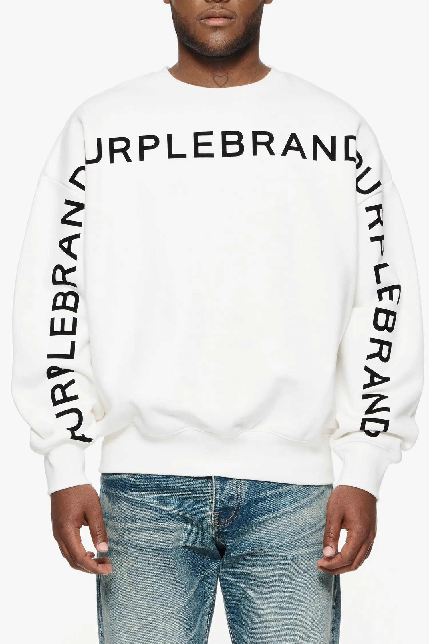 PURPLE BRAND Wordmark Repeat Crewneck