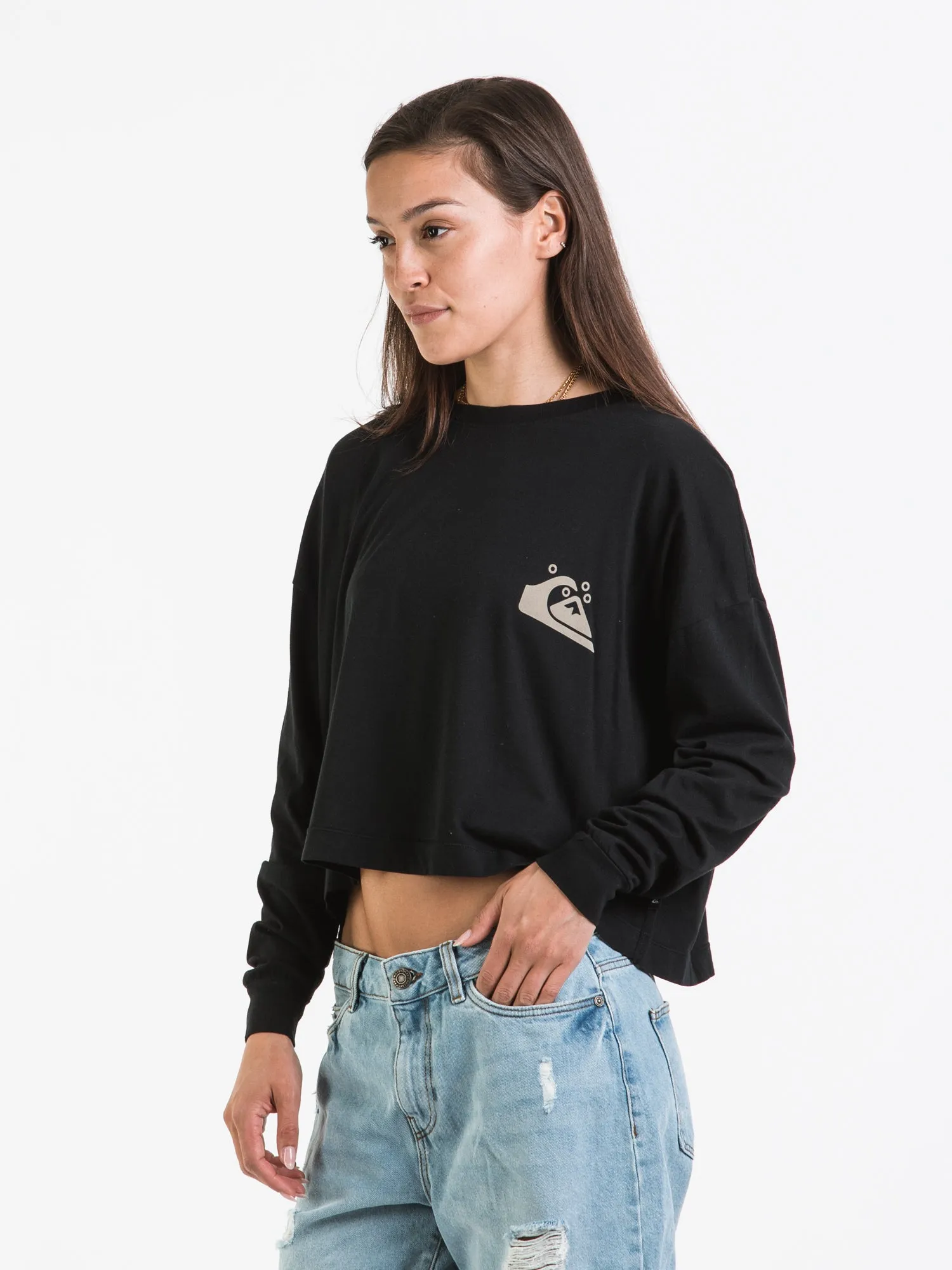 QUIKSILVER OVERSIZED CROP LONG SLEEVE TEE - CLEARANCE