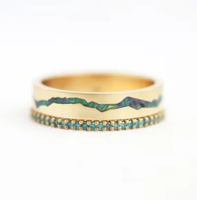 Rowan Lab Opal Band With Teal Diamonds