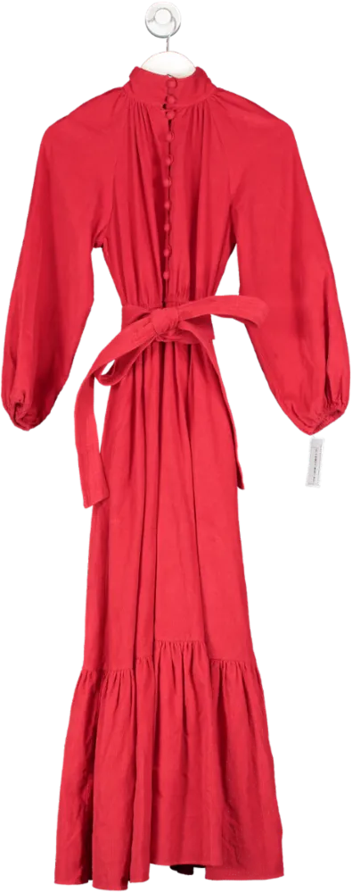 Seraphina Red Chorduroy Ling Sleeve Maxi Dress UK 6