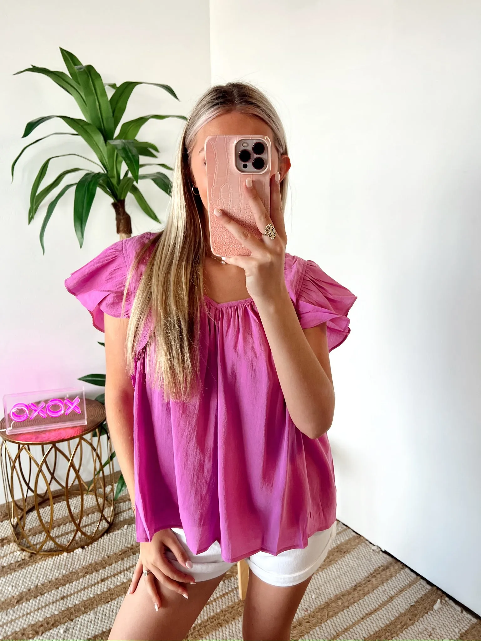 SIZE LARGE Ultraviolet Ruffle Top