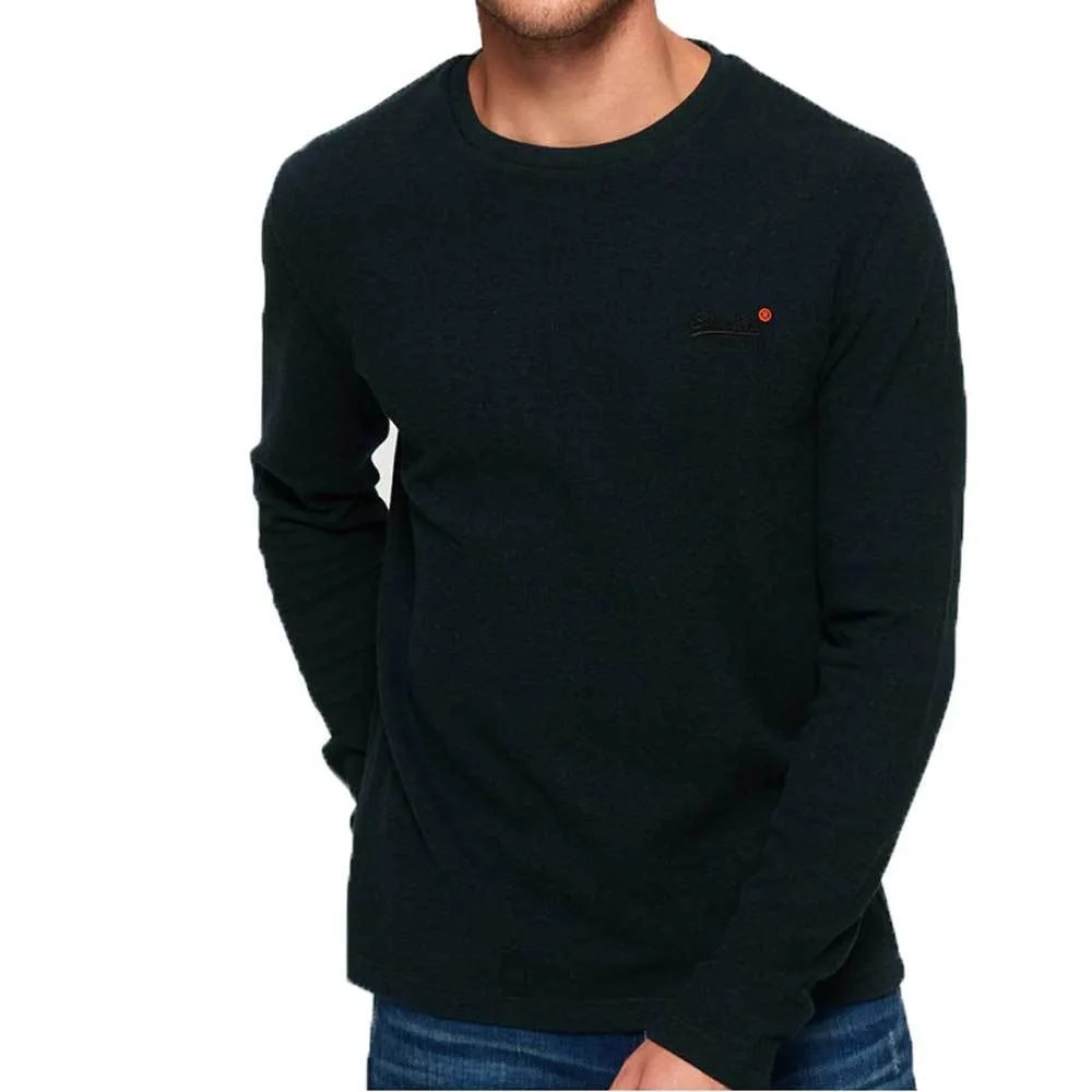 Superdry Men's Orange Label textured Long Sleeve T shirt - Green