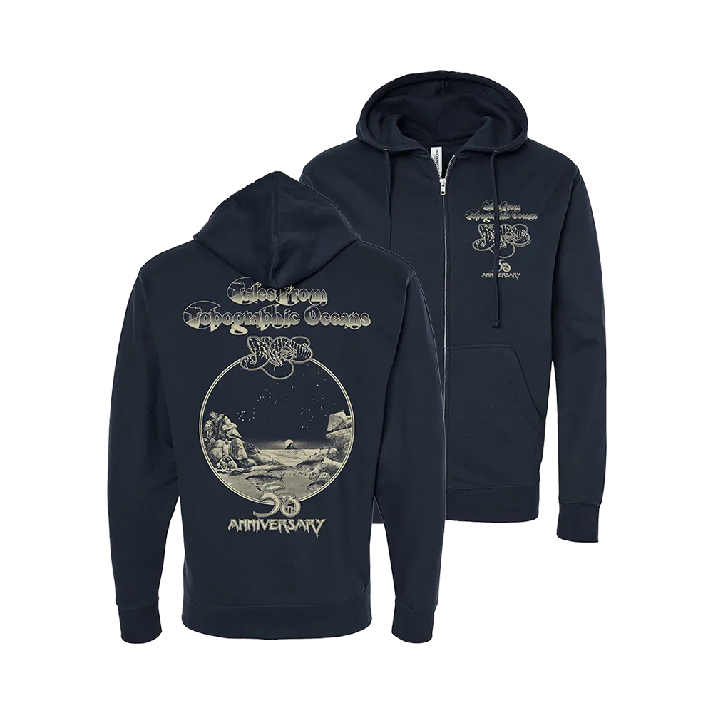 Tales From Topographic Oceans 50th Anniversary Navy Zip Up Hoodie