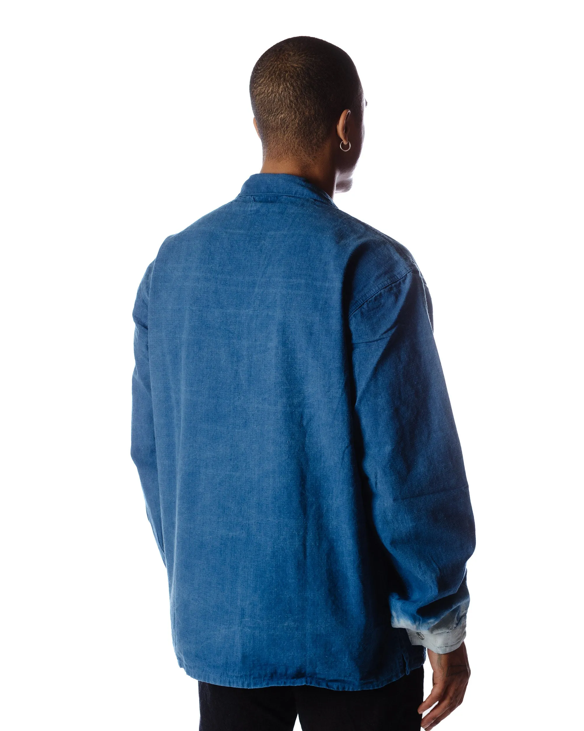 Tender Type 446 Wide Face Shirt Achilles' Heel Indigo Dyed Bleached Weft Stripe Cotton Canvas