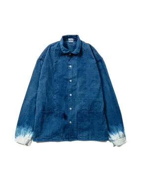 Tender Type 446 Wide Face Shirt Achilles' Heel Indigo Dyed Bleached Weft Stripe Cotton Canvas