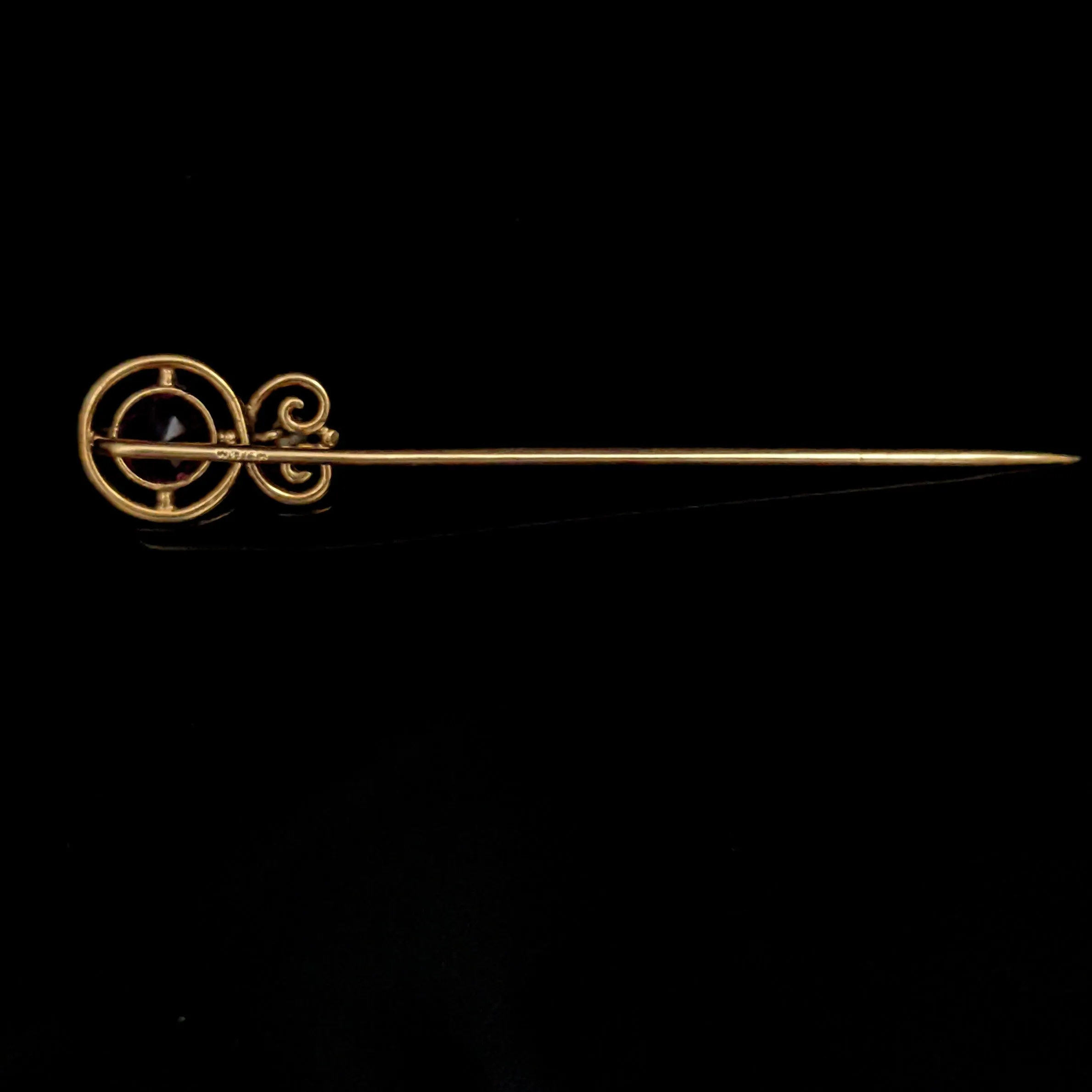 The Destin - Art Nouveau Paste Seed Pearl 14k Gold Stick Pin