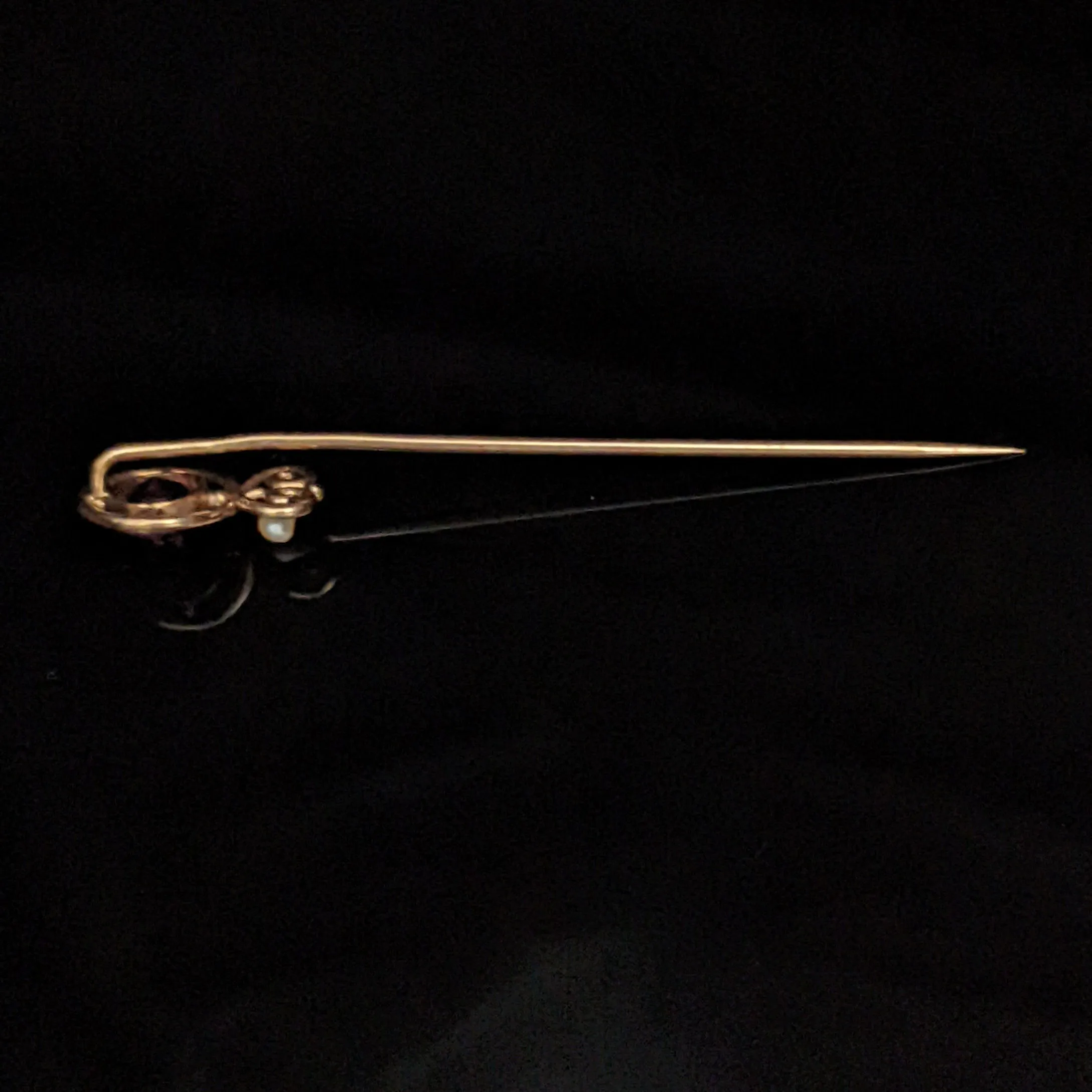 The Destin - Art Nouveau Paste Seed Pearl 14k Gold Stick Pin