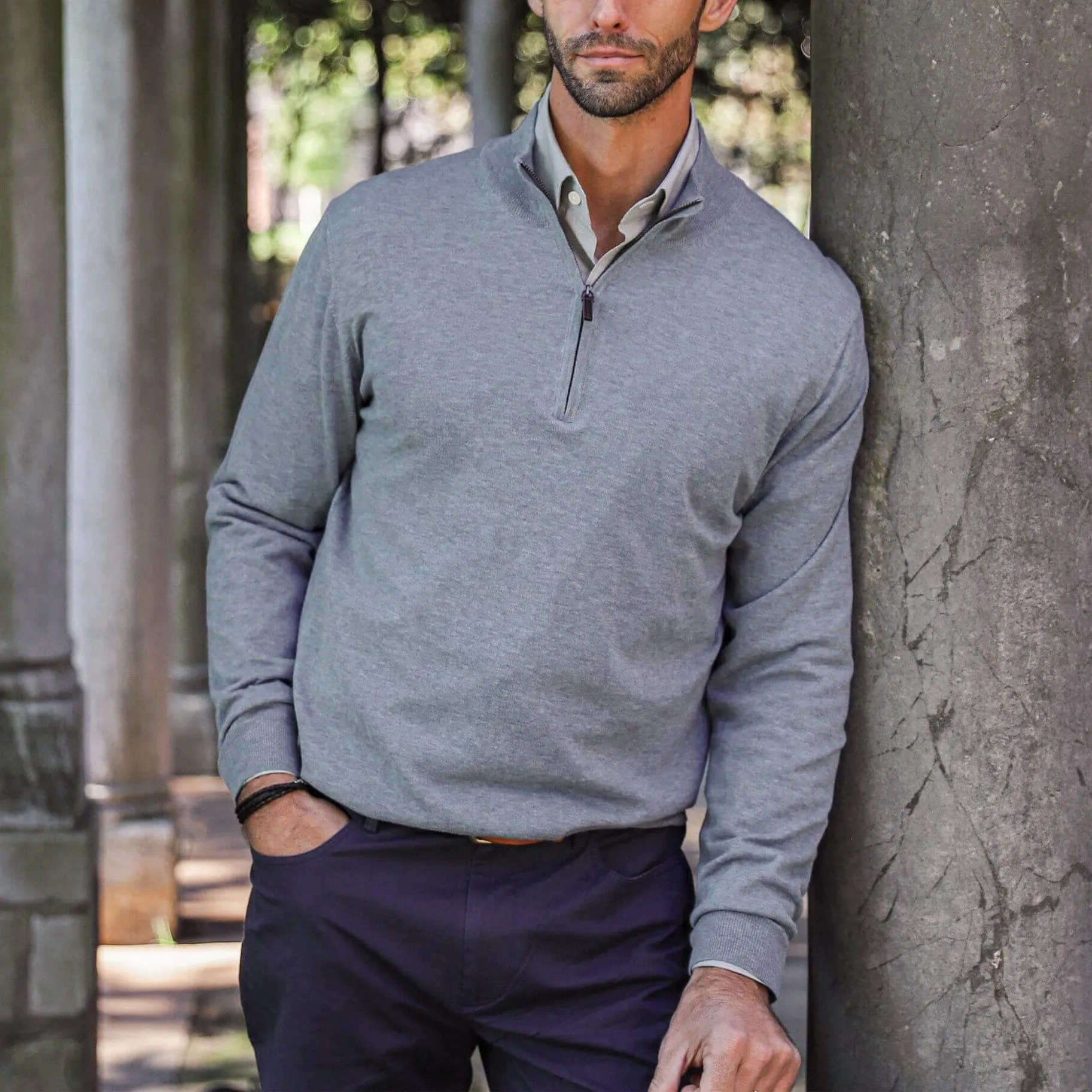 The Light Grey Heather Easterley Half-Zip Sweater